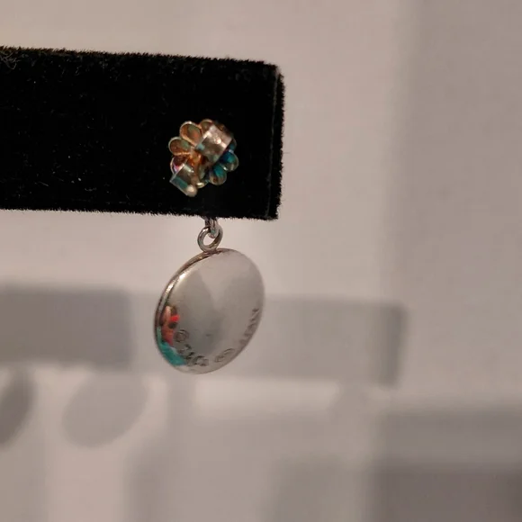 Tiffany Silver Disc Drop Dangle Earrings - Picture 5 of 8